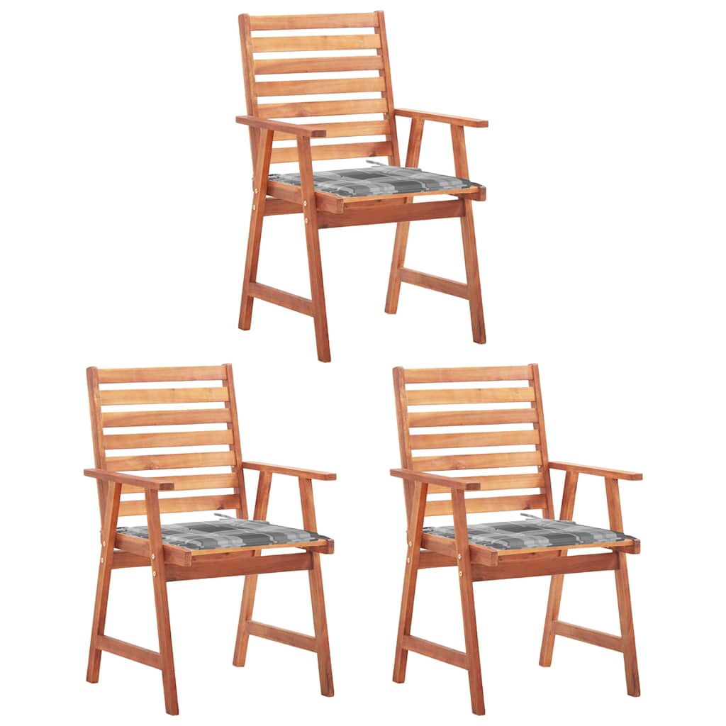 vidaXL Garten-Essstühle 3 Stk. mit Kissen Massivholz Akazie