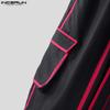 INCERUN Men Elastic Waist Hit Color Belt Casual Thin Harem Pants with Pockets