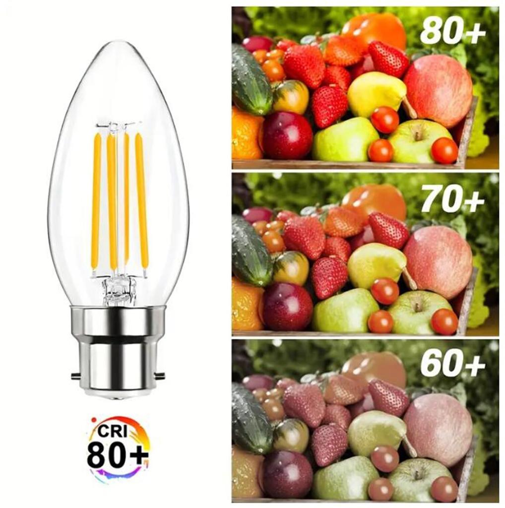 5-Pack B22 Bayonet C35 LED Filament Bulbs, 4-Watt Equivalent (40-Watt) for Energy-Saving Lighting, Pendant Lamps, Table Lamps, and Wall Lamps