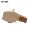 Fashion Eilyken Size 35-42 Golden Party Square Toe Woman Sandals 2025 Fashion Ankle Lace-up Fretwork High Heels Female Shoes