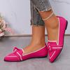 Large Size Fly-woven Breathable Flat-soled Single Shoes Women's Overalls, Bows, Shallow Mouth Lazy Work Shoes Shoes