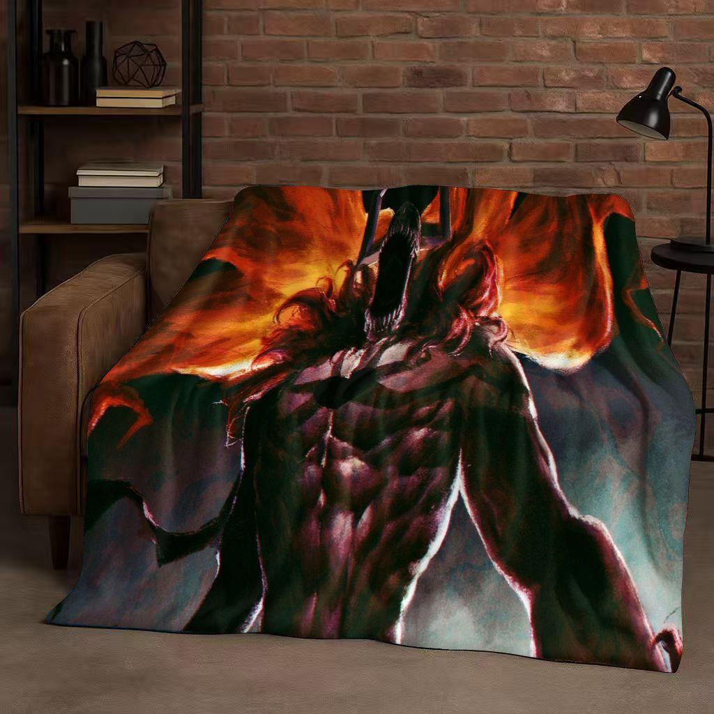 Anime Bleach Kurosaki Ichigo Cartoon Flannel Blanket,Ultra Soft Warm Plush Throw for Home Bedroom Bed Sofa Cover Travel Kid Gift
