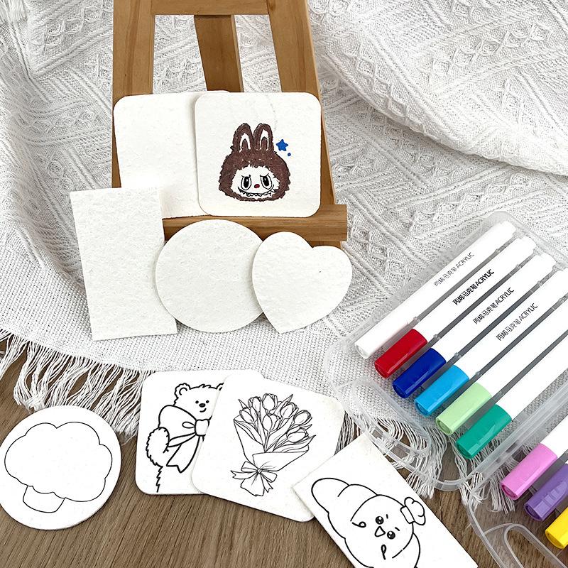 10 Pcs 3D Stereo Foam Texture Painting Diy Handmade Painting Wooden Paddle Sponge Creative Blank Drawing Board