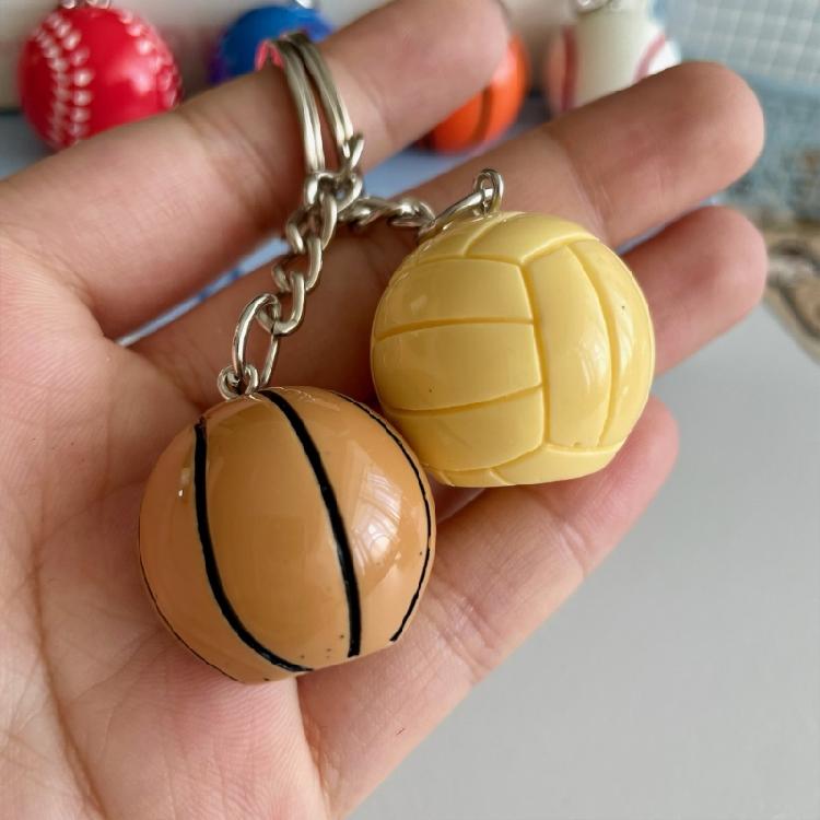 Unique Sports Keychain Resin Football Basketball Volleyball Charm Creative Decoration Gift For Coaches Players Fan