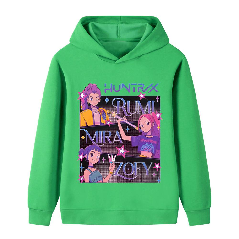 B1225 Kids Boys Girls Kpop Rumi Zoey Mira Print Long Sleeves Hoodie