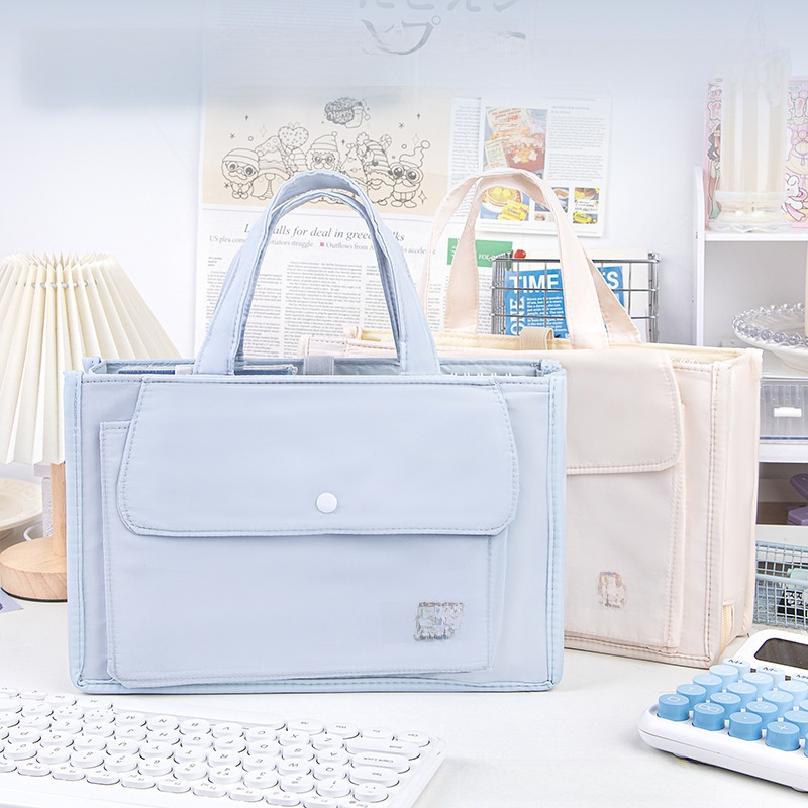 New Style Memory Cloth Handbag, Stationery and Book Storage Bag, Handheld Simple Bag, Large Capacity Notebook Handbag