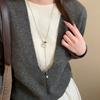 Geometric Y-Shaped Necklace Silver Color Charm Choker Necklaces New Sweater Chain  Gifts