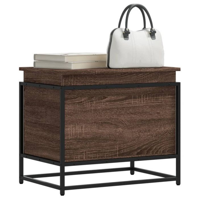 Storage Box with Lid Brown Oak Engineered Wood
