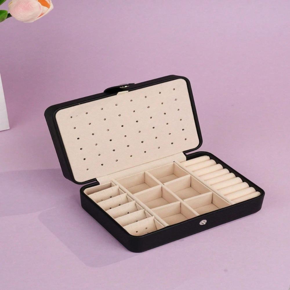 High-end Portable Jewelry Storage Box Large Capacity Double-layer Earring And Ring Jewelry Box Exquisite Display