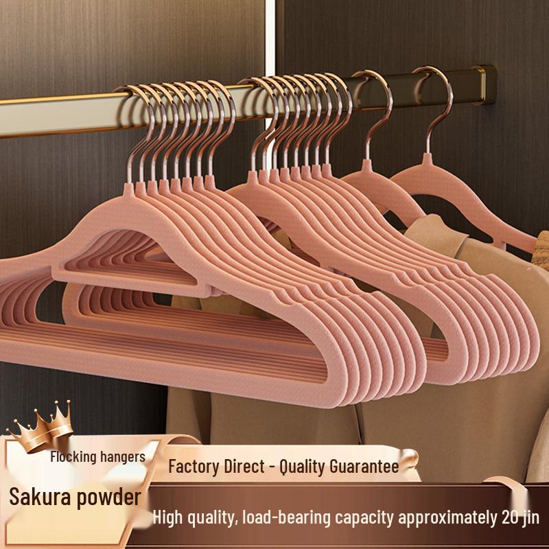 Semi-Circular Non-Slip Flocked Hanger: Traceless, No Shoulder Bumps, Shed-Free, Ideal for Home and Dorm Drying.