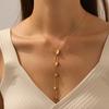 Gold Plated Y-Drop Lariat Necklace with Heart Charms CZ, Dainty Adjustable Snake Chain for Women, Romantic Daily Jewelry