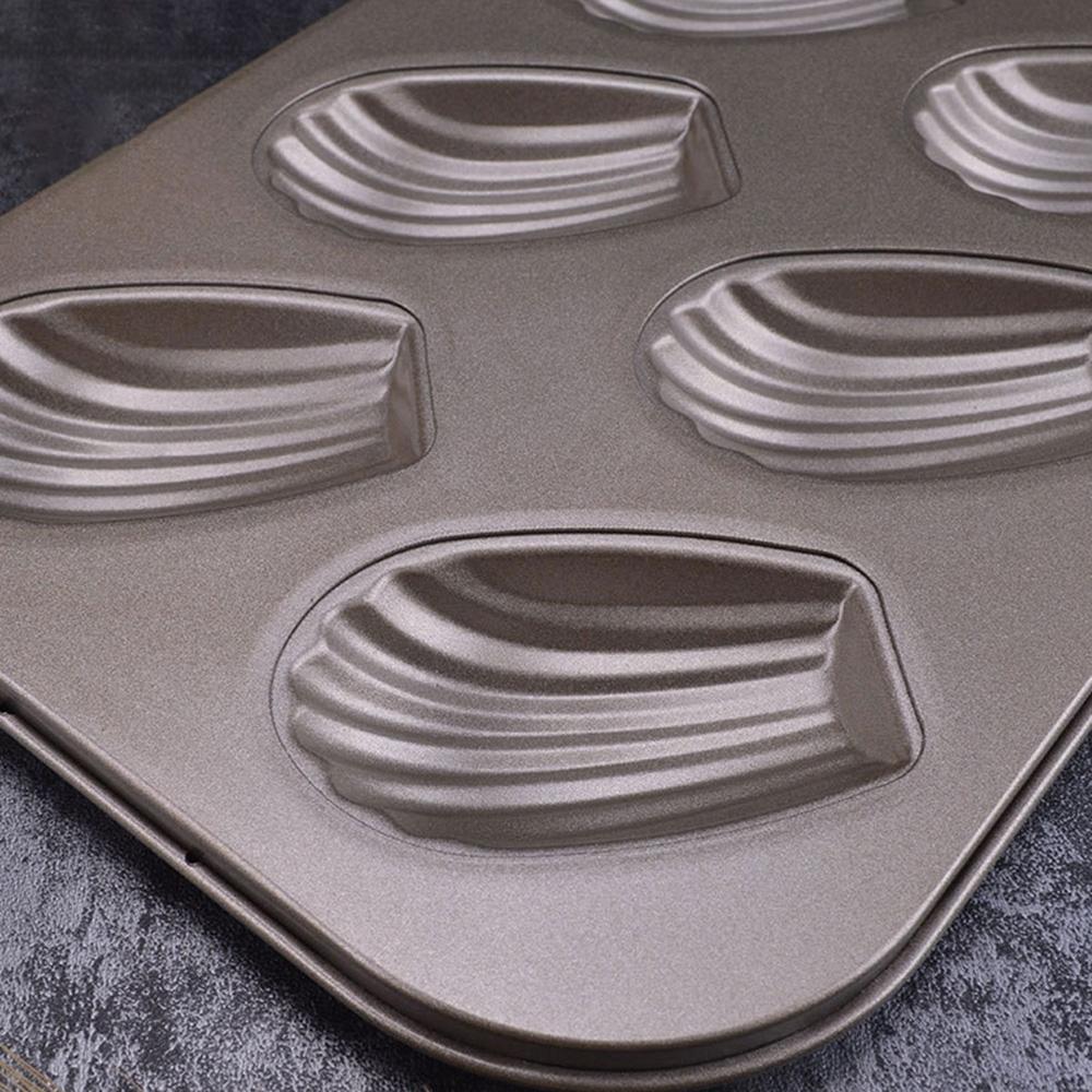 6 Grid Bakplåt Shell Kakform Kolstål Non-Stick Form Köksverktyg