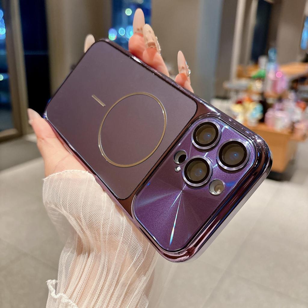Electroplated Magnetic Thin Ring Case for iPhone 16 Pro Max with Lens Protective Film