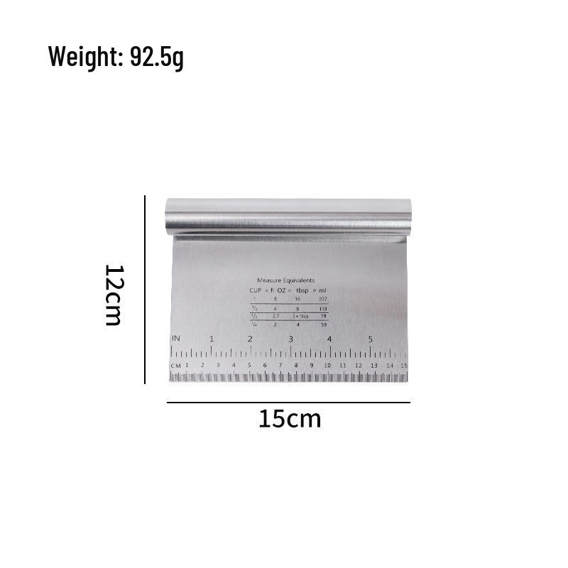 

Stainless Steel Scraper for Dough, Noodles, and Rice Noodle Rolls with Measurement Scale OPP Bag