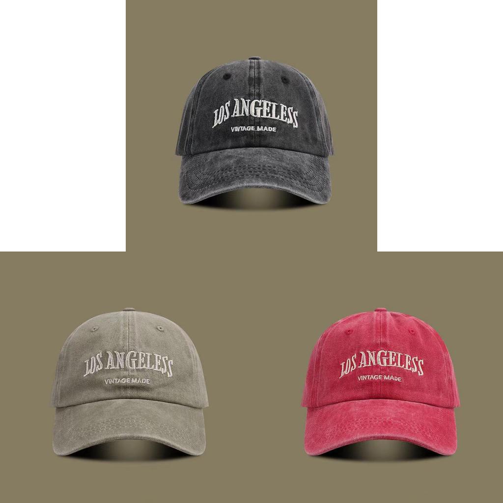 Vintage Wash American Style Baseball Cap With Embroidered Letters For Casual Sun Protection