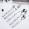 Edelstahl Tafelbesteck Set 5-teilig Ergonomischer Marmorgriff Besteck Enthält Steakmesser Gabel Löffel Kaffeelöffel Langlebig und Stilvoll