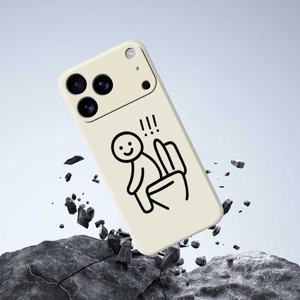 For iPhone 17 Pro Max Case Stickman Toilet Pattern Printing Straight Edge TPU Phone Back Cover