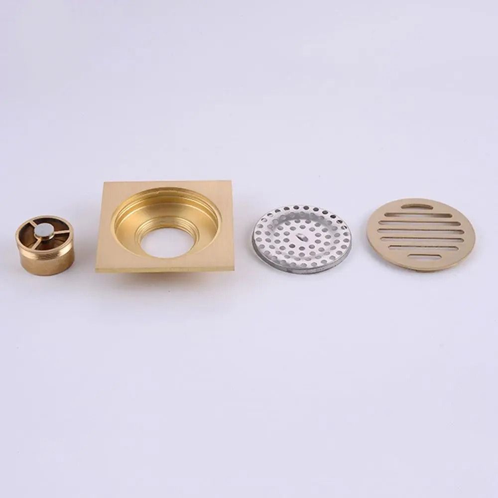 Anti-odor Square Shower Drain Brass Bathroom Drainage Convenient Floor Hair Catcher Laundry Floor