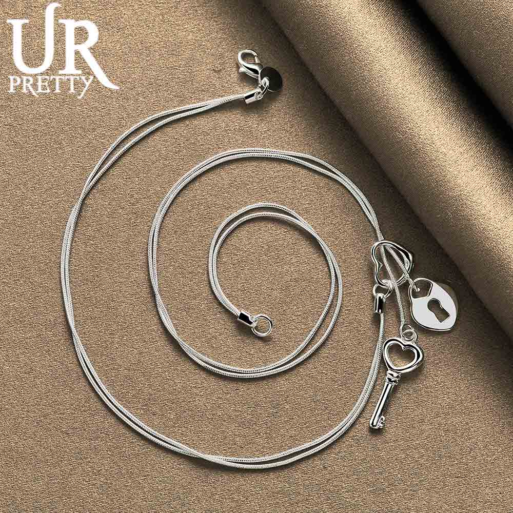 925 Srebrny Łańcuszek Wąż Naszyjnik W Kształcie Serca Biżuteria Ślubna Modna