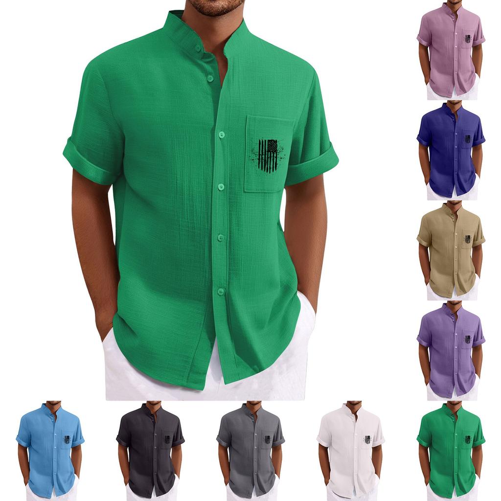 Men'S Casual Loose Short Sleeved Printed Shirt With Fashionable Top