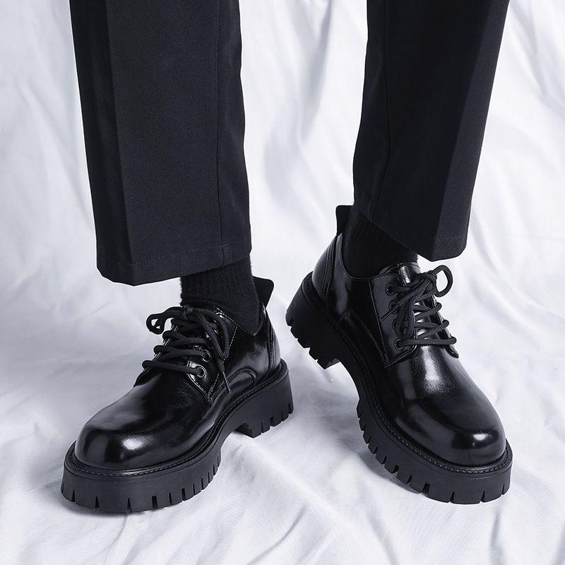 

Leather Men s Trend High-end Dress Business Big Head Platform Tooling Autumn and Winter Black Wedding Groom Derby Shoes 46