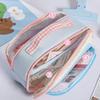 Cute Checkered Window Pencil Case with Handle Multilayer Large Capacity Storage Pouch Contrast Color Design Multi-Function A3224