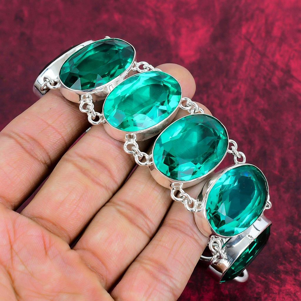 Bijuterii cu pietre prețioase fațetate cu indicolit, brățară din argint 925 lucrată manual, brățară cu lanț de indicolit, cadou aniversar pentru ea