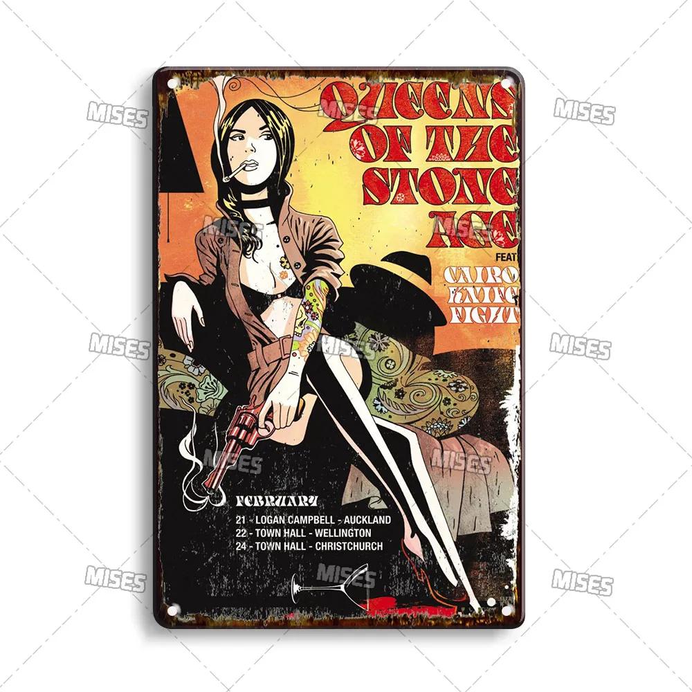 MISES ROCK Wanddekoratives Poster Metall Blechschild Musik Metallplakette Rostiges Band Metallschild Man Cave Zuhause Küche Industrielle Dekoration