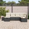 Garden Sofa Set with Cushions and Storage Black Poly Rattan