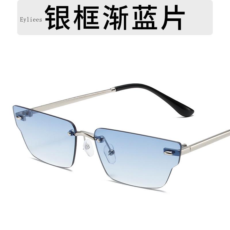 

Fashion Small Rectangle Rimless Sunglasses Women Retro Clear Ocean Lens Eyewear Men Pink Yellow Oval Sun Glasses Shades