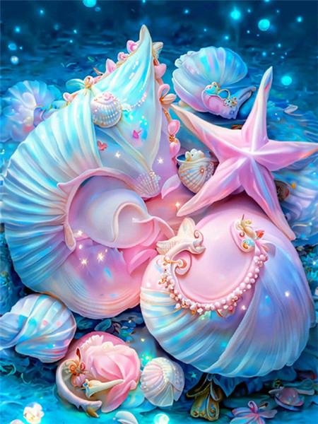 5D Diamond Embroidery Fantasy Shell Picture Rhinestones Painting Starfish Cross Stitch Mosaic Landscape Kit Child Gift