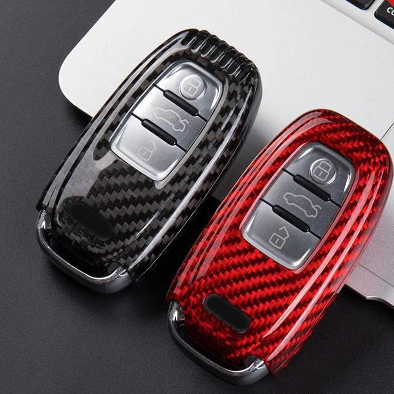Breloczek do kluczy samochodowych A3 8p 8l A4 B6 B7 A1 A6 C5 C6 C7 C8 4f A7 S3 8v A5 B9 Tt Mk2 Q7 RS Q5 Q8 Pokrowiec Obudowa z włókna węglowego na kluczyk samochodowy