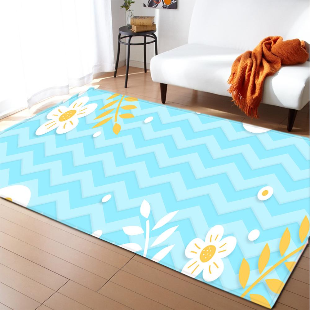 Striped Checked Large Carpet Feather Wind Bedroom Floor Mat