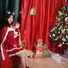 Christmas Robe Cape Shoulder Cape Sexy Pure Dress Pack Cross New Red Big Golden Velvet Uniform