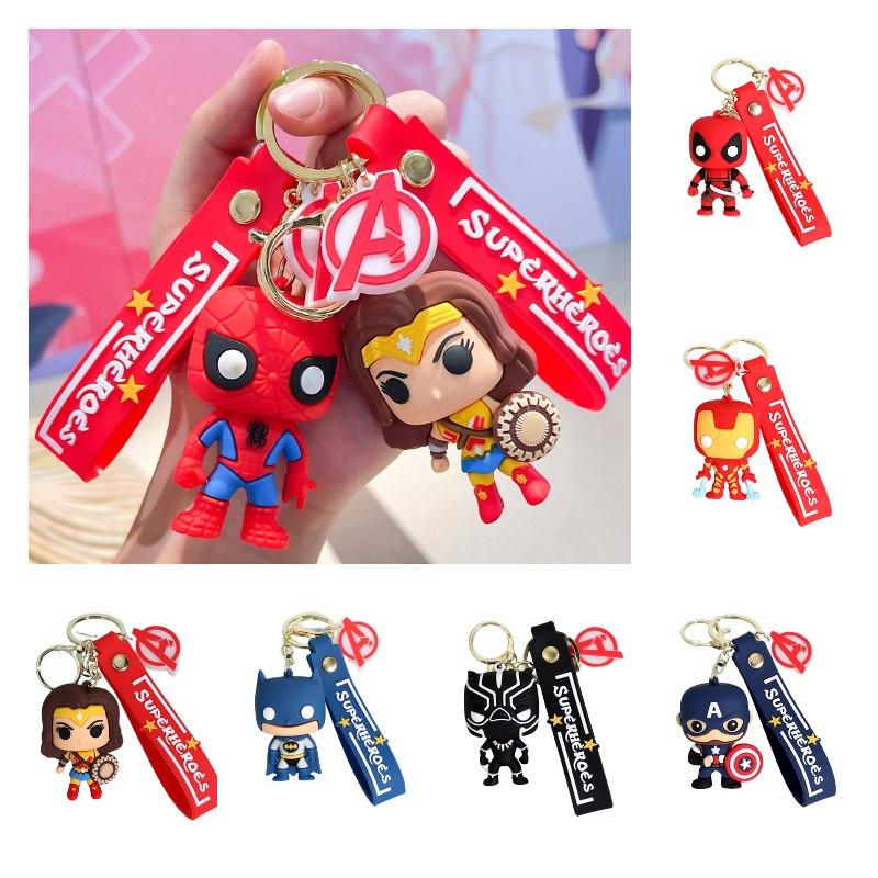 Cartoon Marvel American Captain Spider-man Silikon Schlüsselanhänger Anhänger Batman Superheld Kleines Geschenk