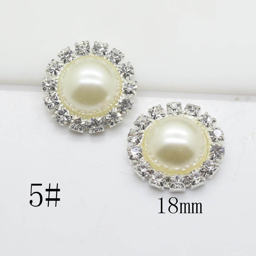 Wholesale 50Pcs Ivory pearl rhinestone button metal button Wedding Invitations Decorate Button hair flower center scrapbooking