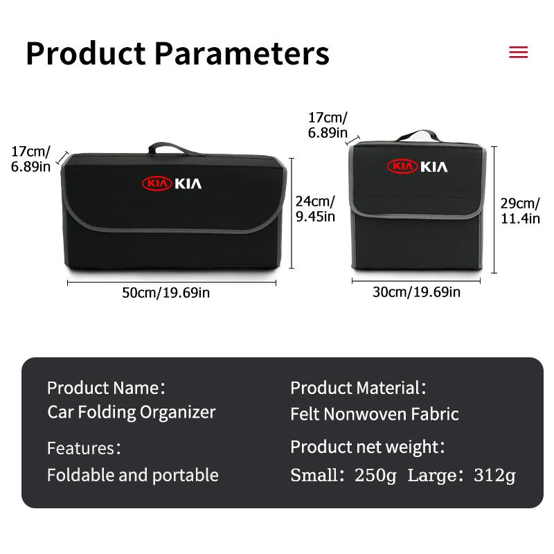 BBEI1 For KIA Car Trunk Storage Box Foldable Stowing Tidying Container Bag Accessories Sorento Stinger Soul Spectra Niro Cadenza