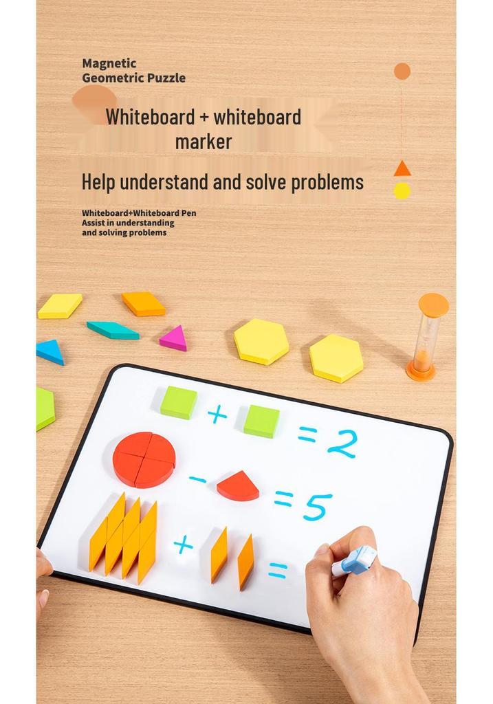 Magnetic Geometric Building Blocks: Children's Educational Wooden Puzzle for Early Learning and Parent-Child Interaction.