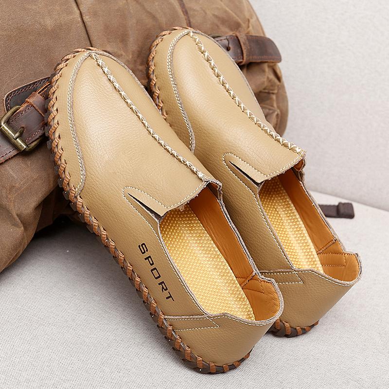 

Loafers men shoes Slip-On Elastic Gusset Comfort for Office/Travel men moccasins handmade sewing shoes 47 хакі
