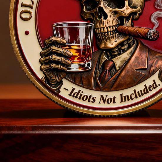 Kolekcjonerska moneta Old Bastards Bourbon Club Dwustronna Vintage Czaszka Pamiątkowa Moneta Klubu Whisky Pamiątka dla Kolekcjonerów Żeton Upominkowy