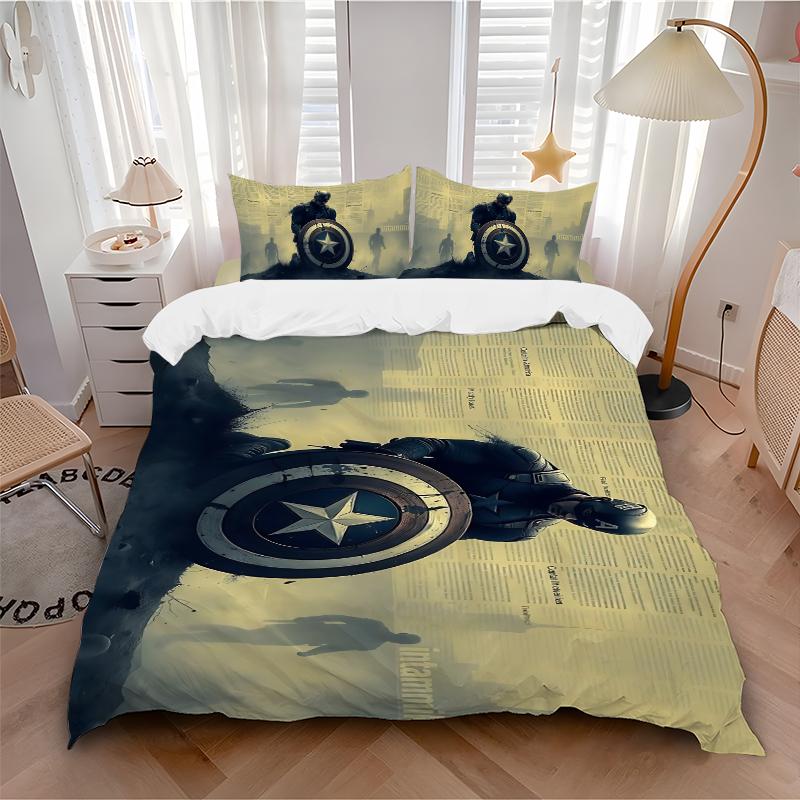 Captain America Winter Soldier Printed 3pcs Bedding Set Soft Microfiber 1 Duvet Cover And 2 Pillowcases Home Bedroom Decor Xmas Gift K1411