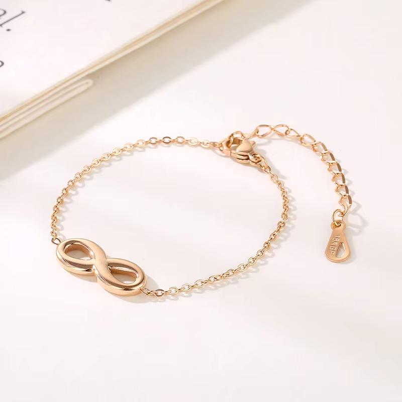 Custom PVD 18K Gold Plated Stainless Steel Chain Link Infinity Love Sign 8 Bracelet for Women Girls