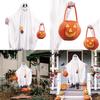 Spooky Halloween Ghost Cosplay Costume With Pumpkin Candy Bag For Kids
