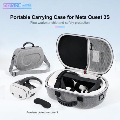 Capa compatível com Meta Quest 3/3S Standard/Elite Strap, capa de transporte rígida para fone de ouvido Quest3 VR Gaming com alça Elite