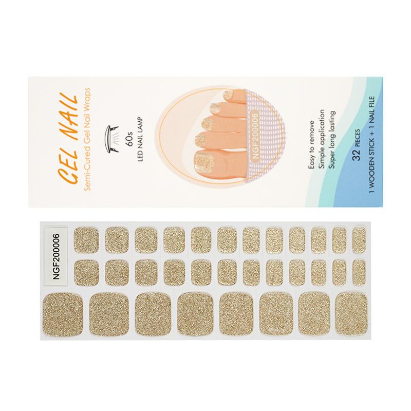 New Glitter Gel Toe Nail Patch, Lamp Nail Polish Glue Nail Patch, Semi-cured Nail Patch Toe Nail Patch