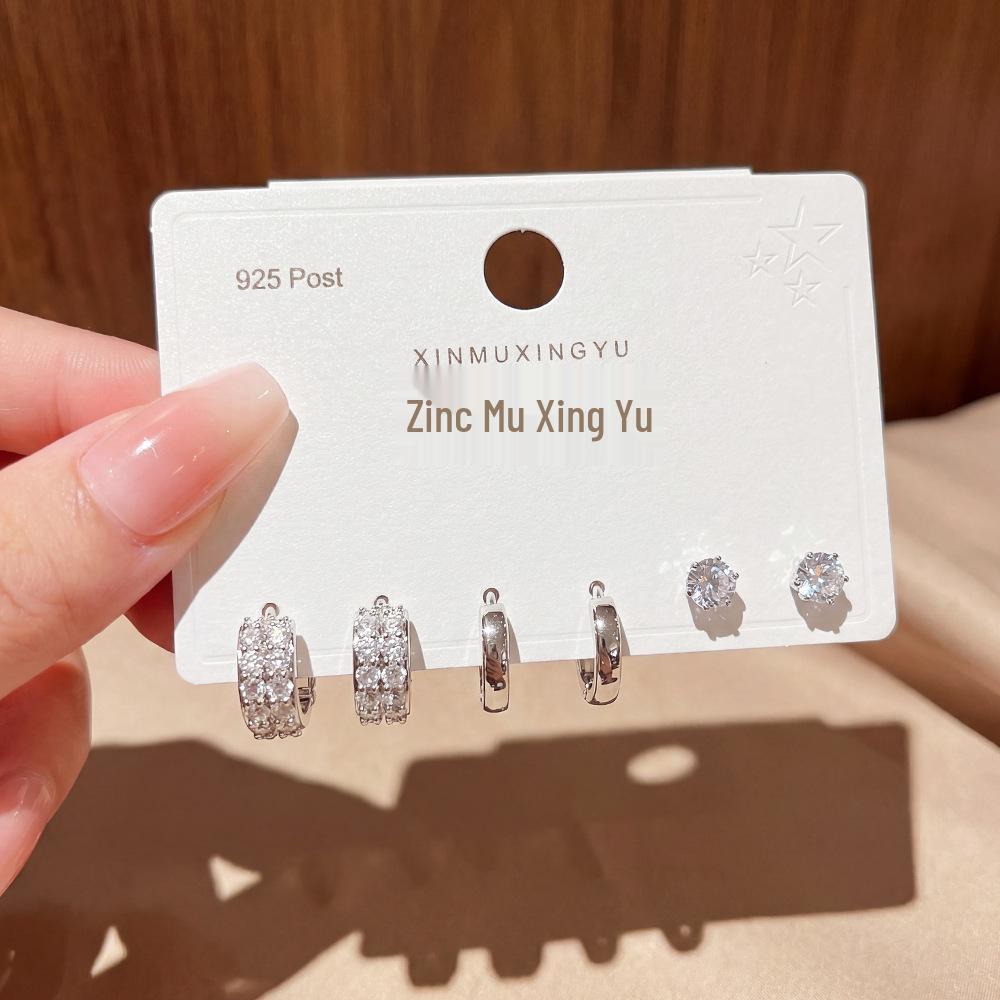 2026 New Zirconia Ear Climbers: Luxury Three-Pair Set - Stylish, Elegant Stud Earrings