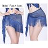Practice Dance Hip Scarf  For Women Mesh Dangling Belly Dance Belt Hip Skirt Scarf Tassels Bling Sequins Wrap