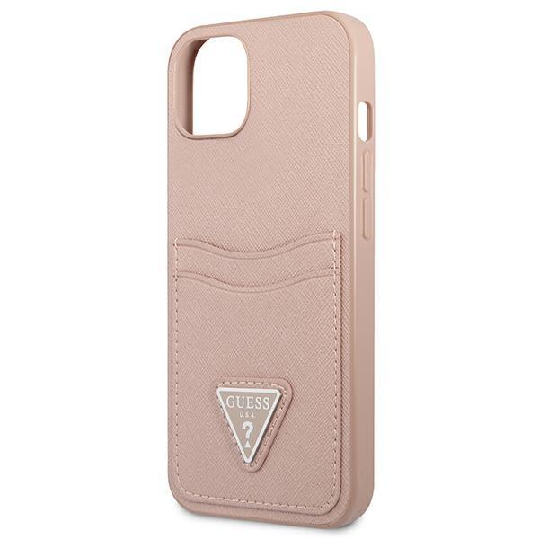 Guess Guhcp13Spsatpp Iphone 13 Mini 5,4Różowy/Pink Hardcase Saffianotriangle Logo Cardslot