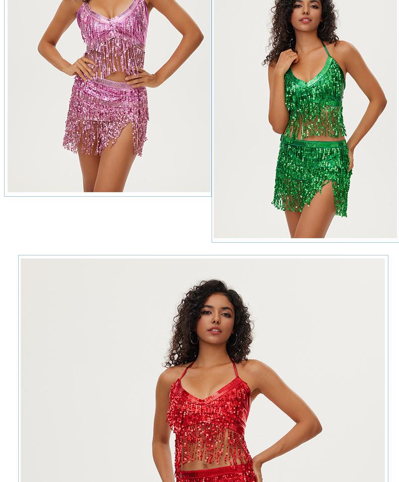 Cross-border Belly Dance Jazz Costume: Nightclub Tassel Uniform, Sequined Skirt