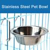 Puntos Pet Stainless Steel Dog Bowl Cage Crate Hanging Food Dish Water Feeder with Hook